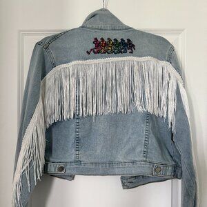 Grateful Dead Fringe Denim Jacket - Dancing Skeletons - Size L (fits like a M)